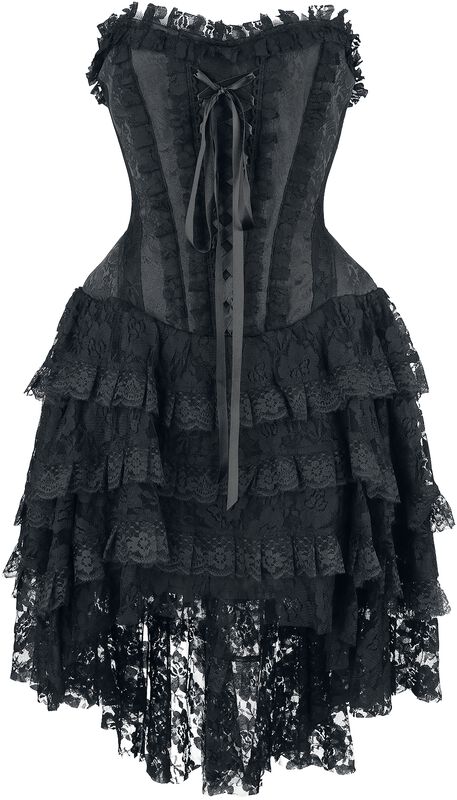 Aufwendiges Gothic Kleid mit Korsage und Vokuhila Rock