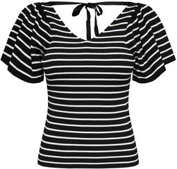 Onlleelo Stripe SS Back V-Neck Knt, Only, T-Shirt