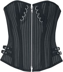 Corset with Stripes and Zipper, Gothicana by EMP, Korsage