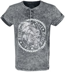 T-Shirt in Vintage Optik und Knopfleiste, Rock Rebel by EMP, T-Shirt