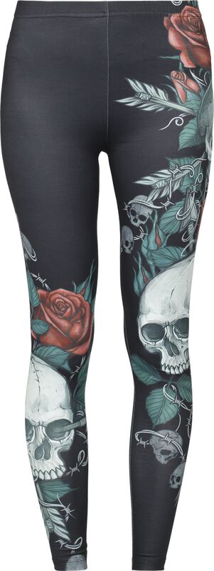 Leggings with Skull and Roses Print