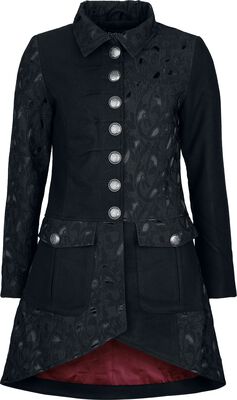 Coat Emp Mantel Schwarz Fur Collar Emp Gothic Mantel Hell Bunny