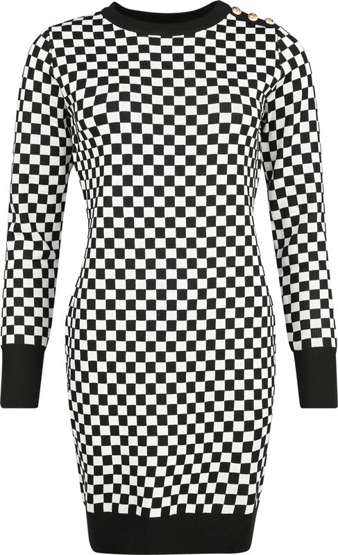 Chess Square Monochrome Knitted Dress