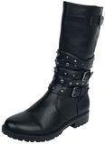 High Studded Strap Boot, Black Premium by EMP, Stiefel