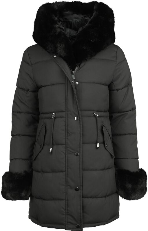 Fur Trim Padded Hooded Coat