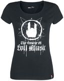 Schwarzes T-Shirt mit Rockhand-Print und Schriftzug, EMP Stage Collection, T-Shirt