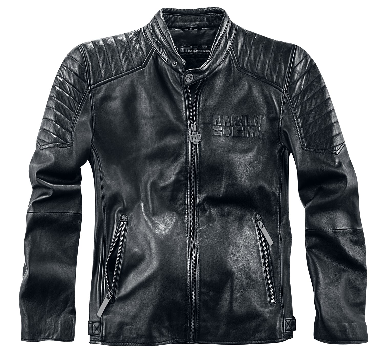 Rammstein Lederjacke im Bikerlook mit großem Logo EMP