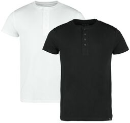 Double Pack Henley T-Shirts, Black Premium by EMP, T-Shirt