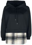 Pullover Hoodie With Check Undershirt, QED London, Kapuzenpullover