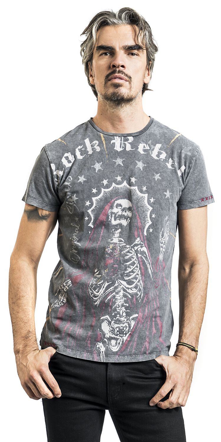 | T-Shirt mit | Rock EMP by Rebel großem EMP Frontprint T-Shirt