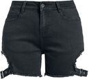 Shorts mit Cut-Outs und Schnallen, Black Premium by EMP, Short