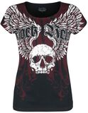 schwarz/rotes T-Shirt mit Print und Rundhalsausschnitt, Rock Rebel by EMP, T-Shirt