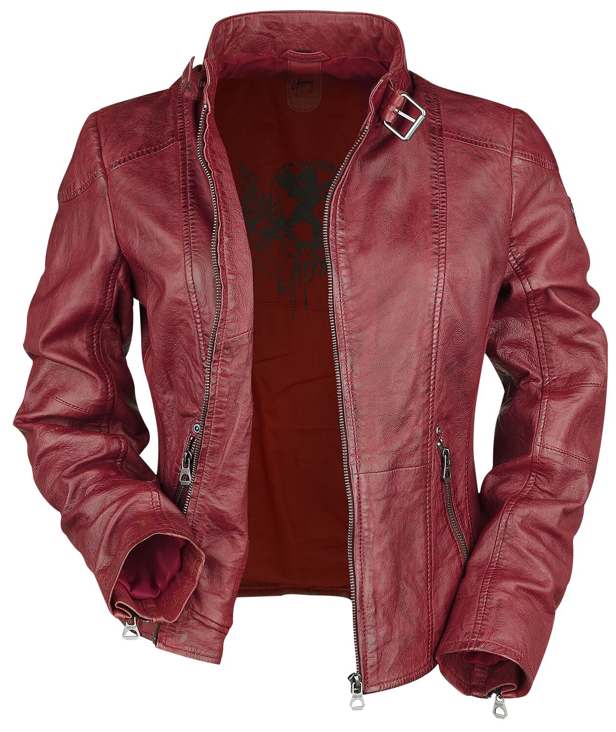 Lederjacke Damen Lederjacke Rot Only Bikerjacke Kurze Lederjacke