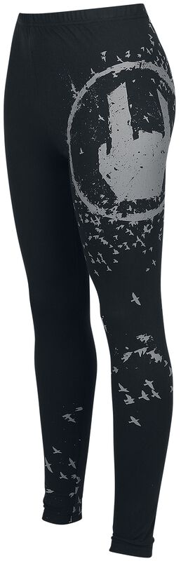 Schwarze Leggings mit Rockhand-Print