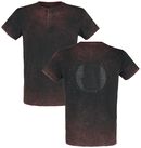 T-Shirt mit rot-schwarzer Waschung und Rockhand Print, EMP Stage Collection, T-Shirt