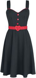 Queen Heart Button Flare Dress, Voodoo Vixen, Mittellanges Kleid