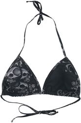 Schwarzes Triangel-Bikinioberteil mit Skull-Print, Black Premium by EMP, Bikini-Oberteil