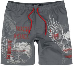 Swim Shorts with Skull Print, Rock Rebel by EMP, Badeshort