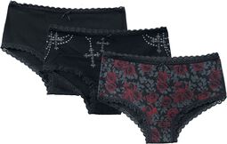 Panty-Set with Roses and Cross, Rock Rebel by EMP, Wäsche-Set