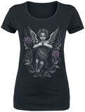 schwarzes T-Shirt mit Print und Rundhalsausschnitt, Gothicana by EMP, T-Shirt