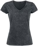 Crinkle V-Neck, Black Premium by EMP, T-Shirt