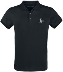 Schwarzes Poloshirt mit Stickerei, EMP Premium Collection, T-Shirt