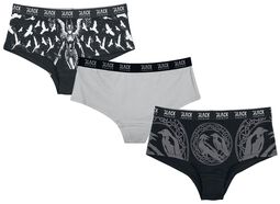 Schwarz/graues Panty-Set mit keltisch anmutenden Prints