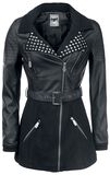 Studded Faux Leather Coat, Black Premium by EMP, Kunstlederjacke