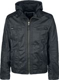 Hooded PU Jacket, Black Premium by EMP, Kunstlederjacke