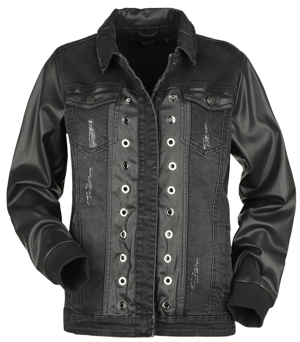 Jeans Jacket With Faux Leather Details Black Premium by EMP