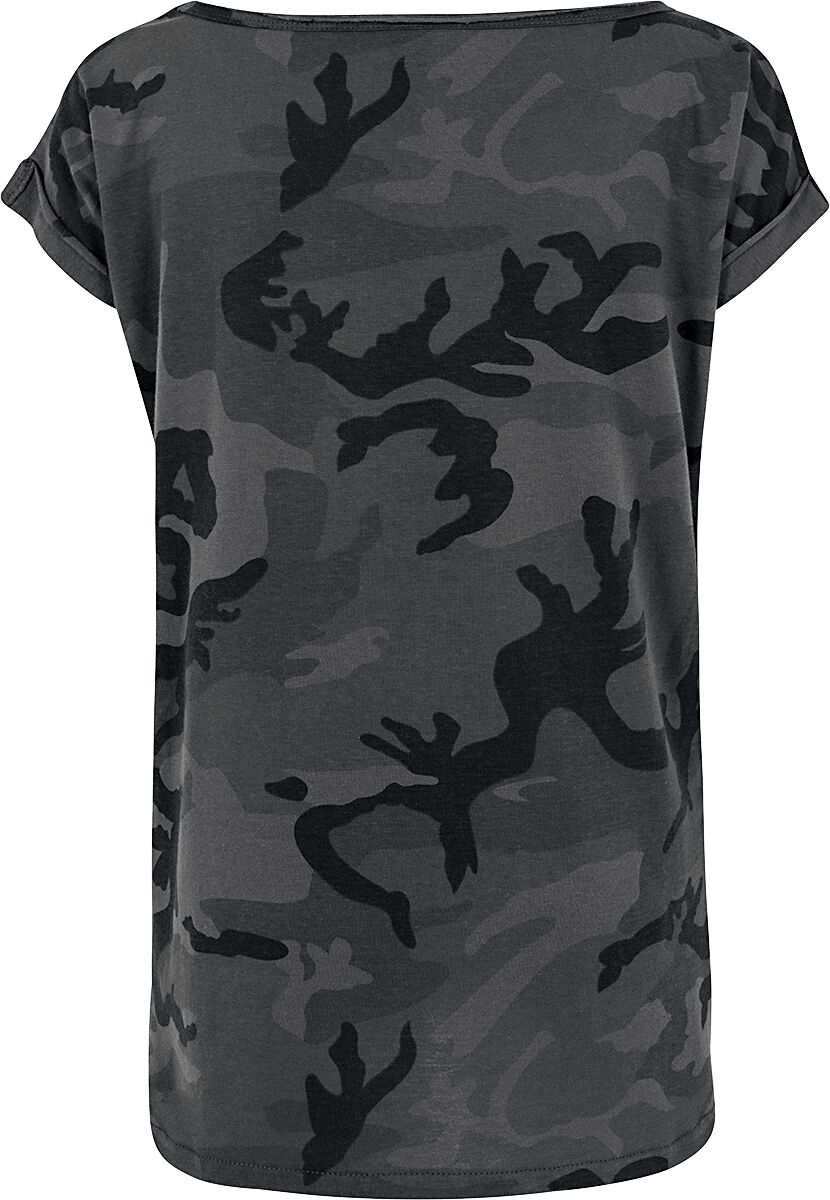Urban Classics Maglietta Donna Camo Back Shaped Tee - Maniche Corte, Scollo Ampio, Orlo Curvo