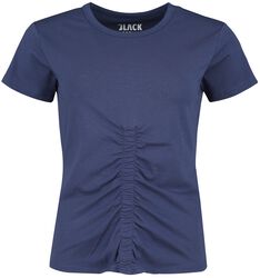 Blaues T-Shirt mit Raffung auf der Front, Black Premium by EMP, T-Shirt
