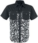 Allover Skull Shirt, Black Premium by EMP, Kurzarmhemd