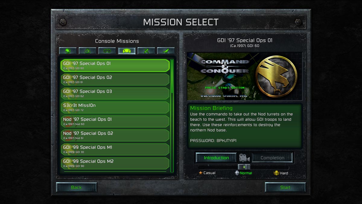 Missionen können einzeln und direkt gewählt werden.