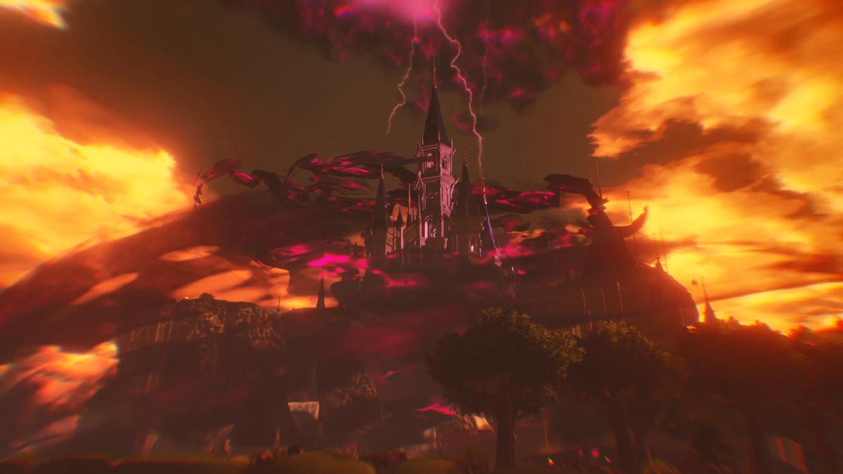 Wir erleben, wie die Große Verheerung Hyrule verwüstet.