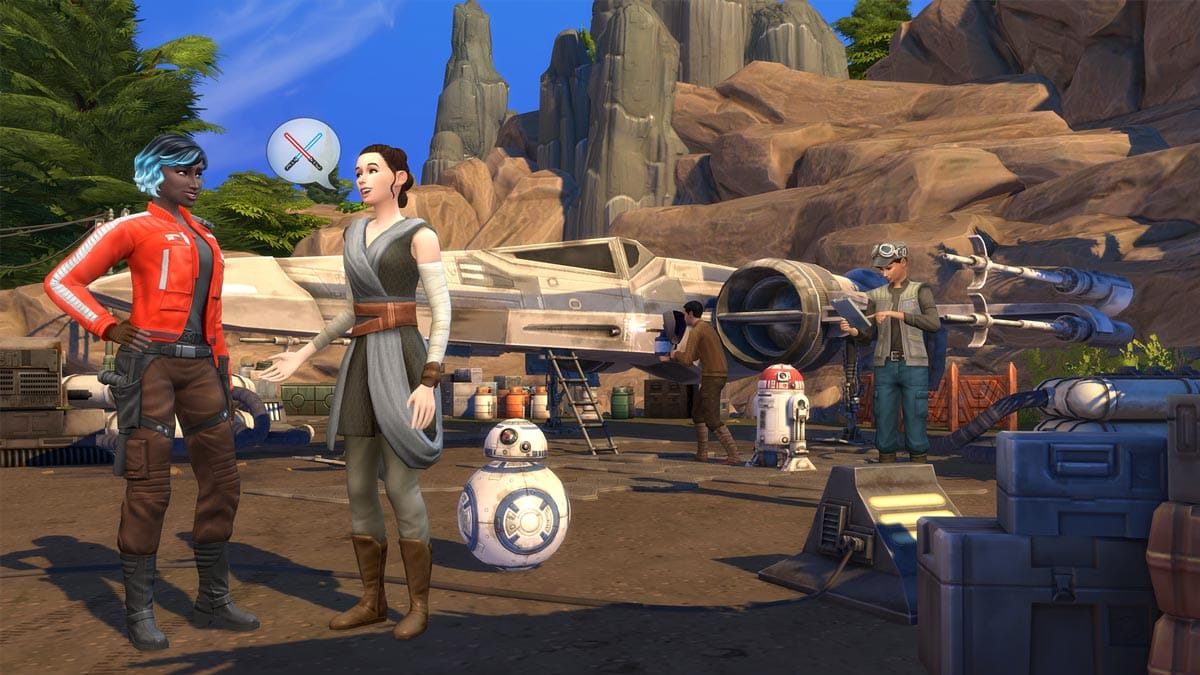 Unsere Sims treffen auf beliebte Charaktere aus dem Star Wars-Universum.