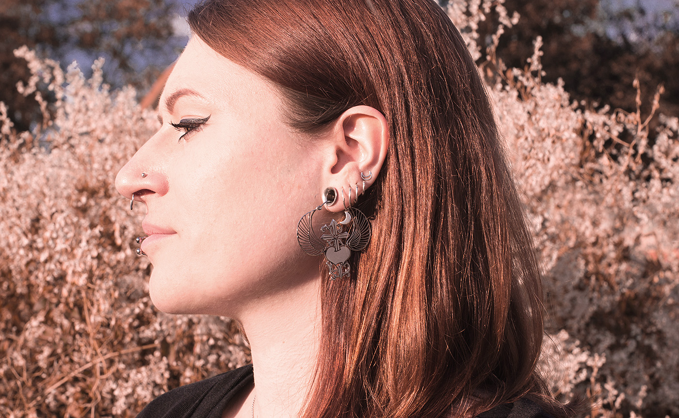 Winged Heart Dagger Hoops